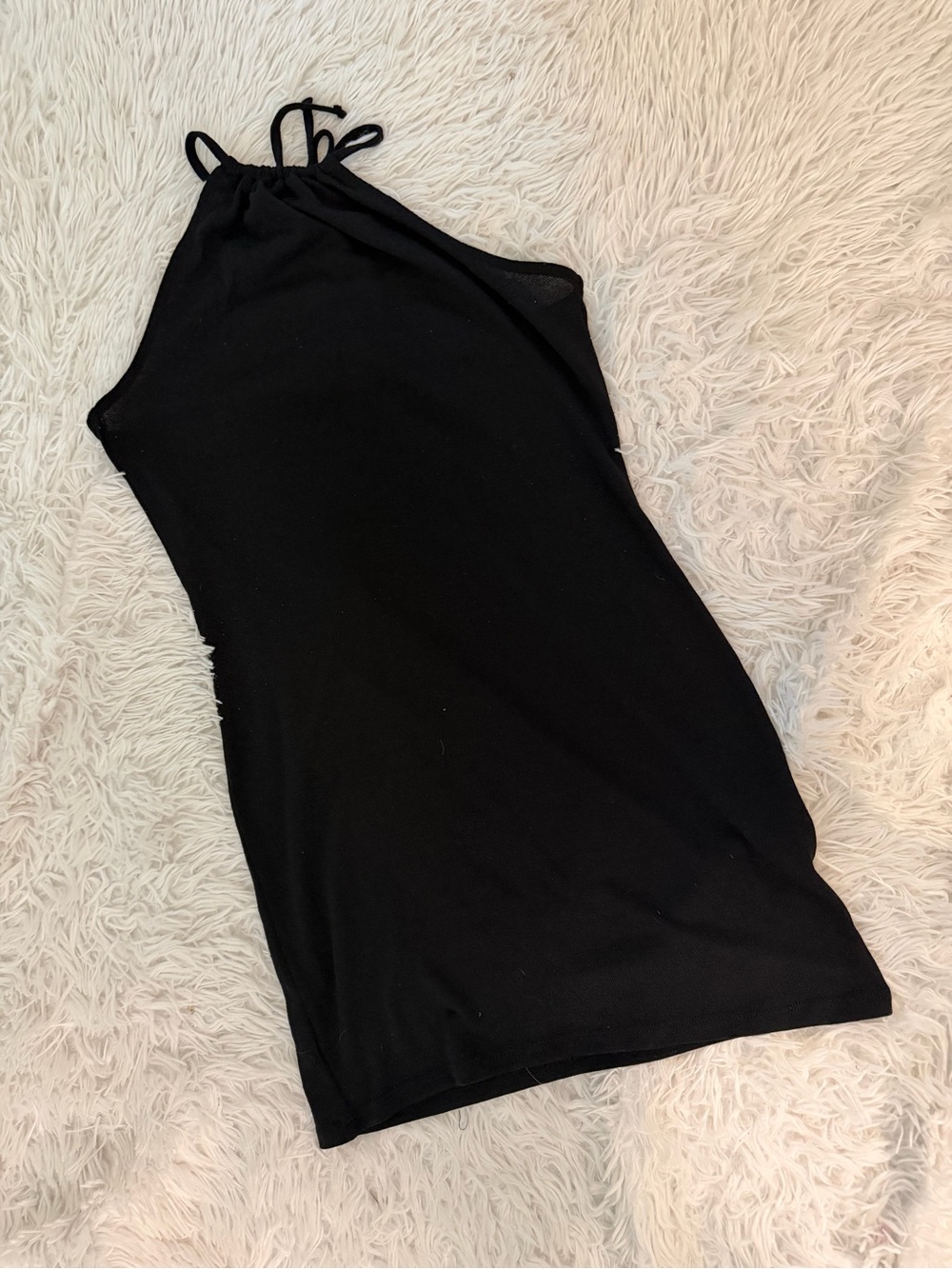 H&M Black Stretch Bodycon Mini Dress Halter Neck Backless Beach Cover Up M